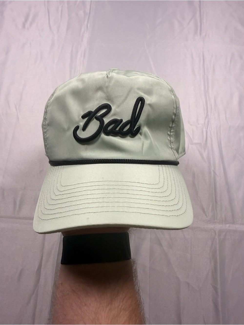 Bad Birdie “Bad” Script Rope Logo Cap in Mint Green